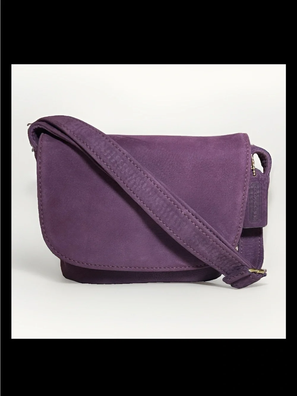 Coach Sonoma Small Flap Bag, Grape Nubuck Leather 1996 (#4946) *Made In The USA*